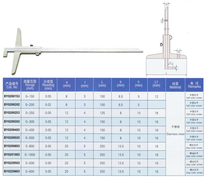 單鉤游標(biāo)深度卡尺